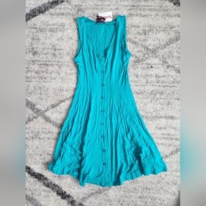 Teal Sleeveless Button-Down Dress Cover Up